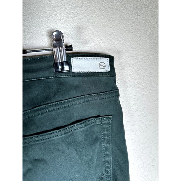AG The Prima Mid-Rise Cigarette Pants Women’s 30R Forest Green Stretch Velvet - Picture 6 of 15